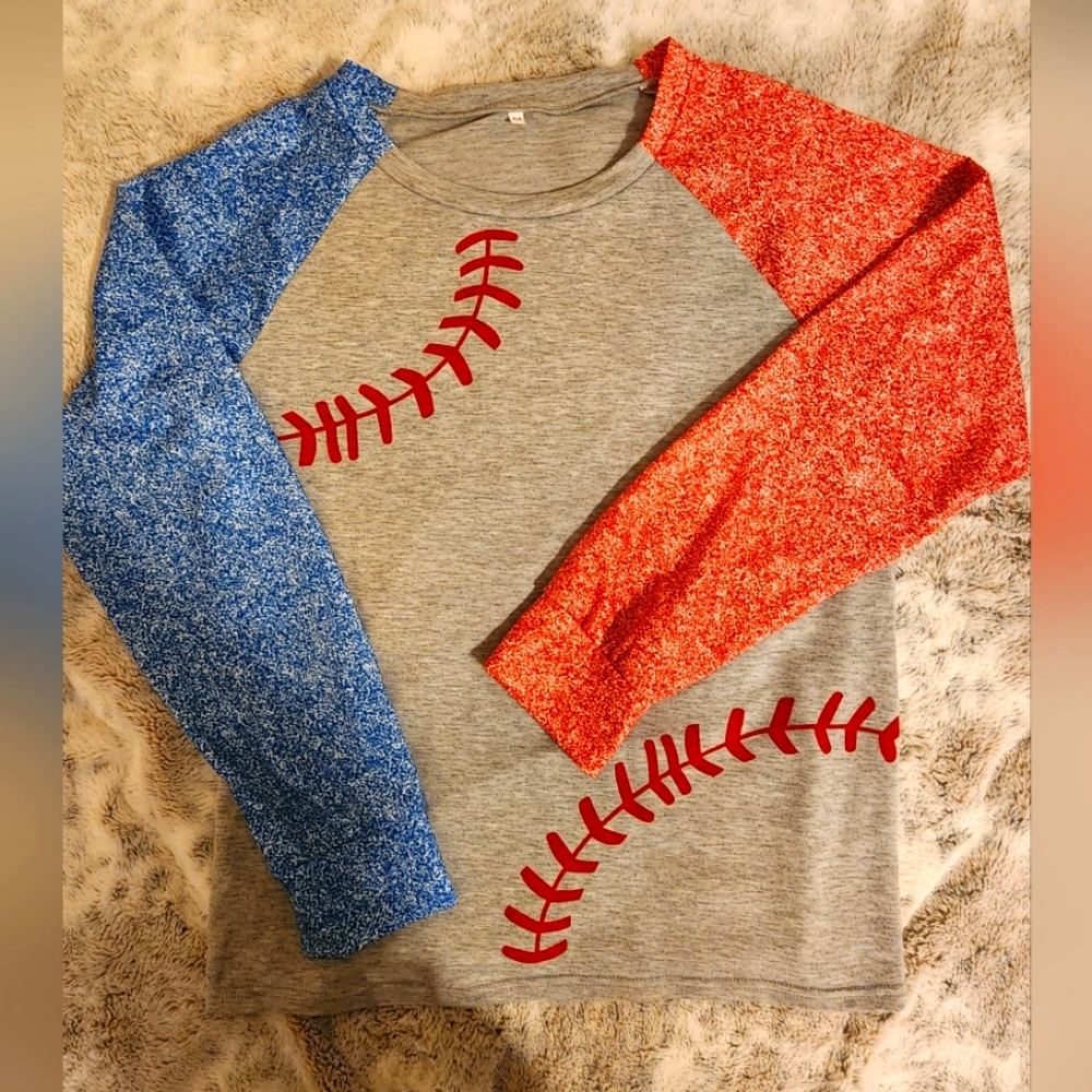 Baseball long sleeve thin sweatshirt.         Size Medium